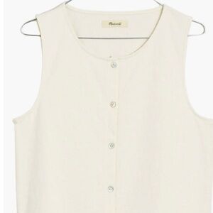 Madewell Sleeveless Button-Down Blouse in shade Ivory